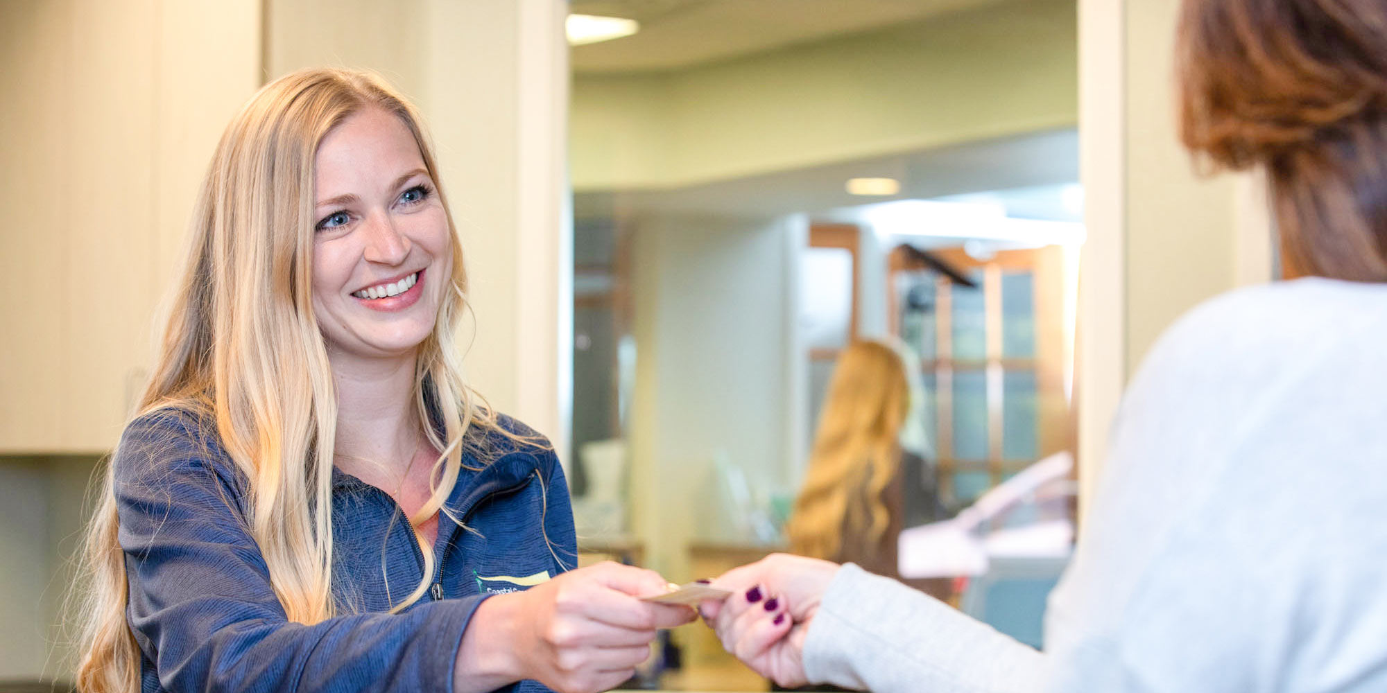 Greeted in the lobby